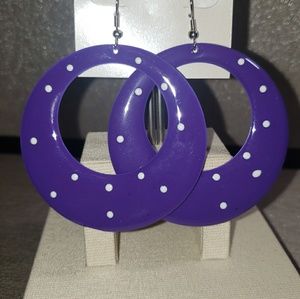 Purple Vintage Style Polka dot earrings